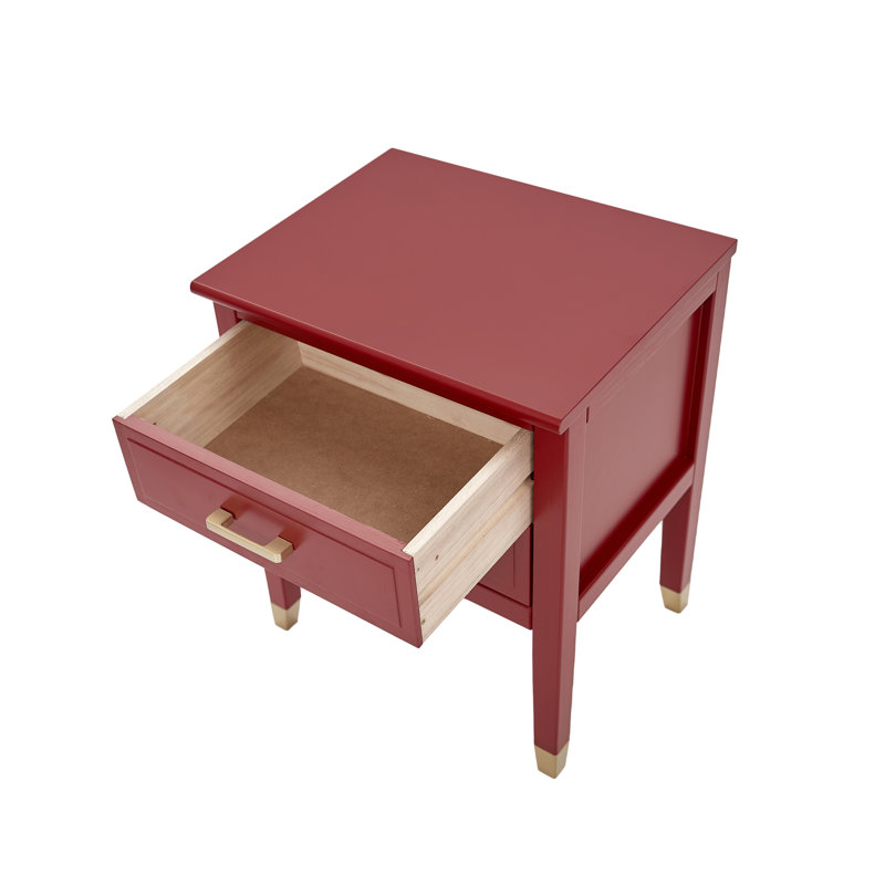 Cormac 50cm W Solid + Manufactured Wood Bedside Table, Red