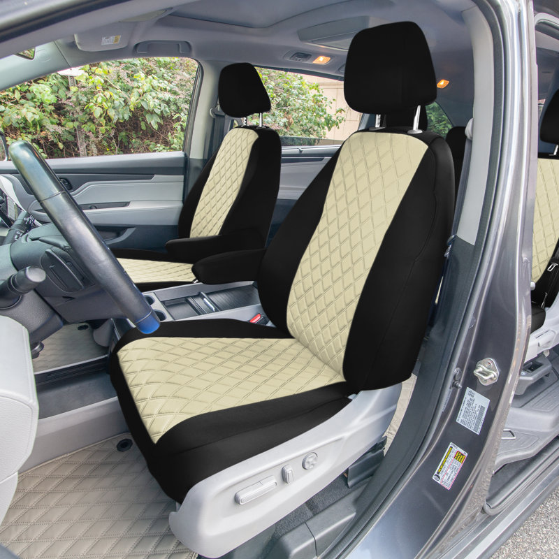 Neoprene Car Seat Covers Front Set Custom Fit for 2018 2023 Honda Odyssey, Beige/Black