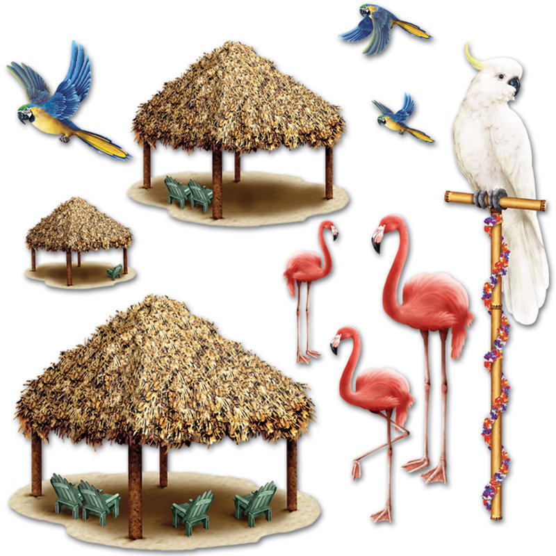 Accessoires de hut et d’oiseau tropical tiki