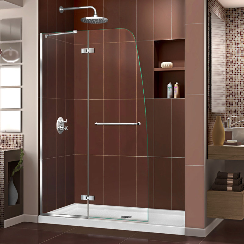 Aqua Ultra 74.75" H Frameless Shower Enclosure, Center, Chrome/White