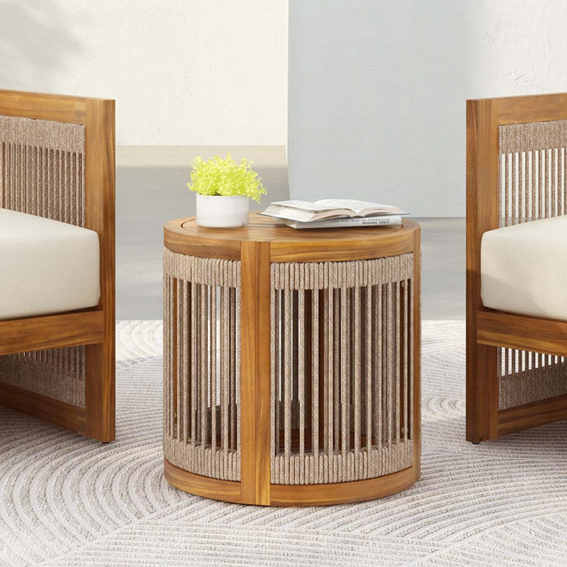 Table d'appoint d'extérieur en bois d'acacia