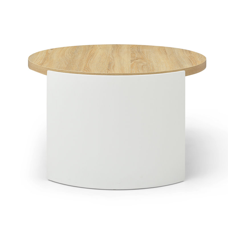 Table basse de salon 31 po - 2 meubles rustiques ronds en bois rustique avec tablette de rangement pour la maison