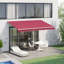 Auvent de patio rétractable de 13 pi x 8 pi, parasol avec manivelle manuelle et tissu hydrofuge, structure en aluminium pour terrasse, balcon, cour, abat-jour rouge cramoisi,