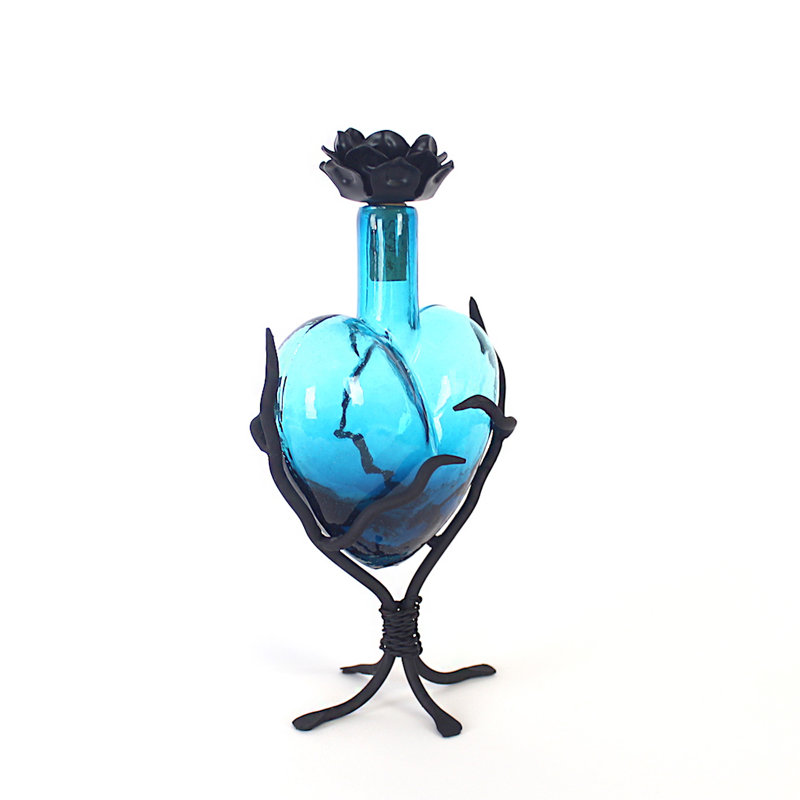 Bouteilles décoratives en verre anibar, Aigue-marine, H 14 po x l 7 po x P 4 po