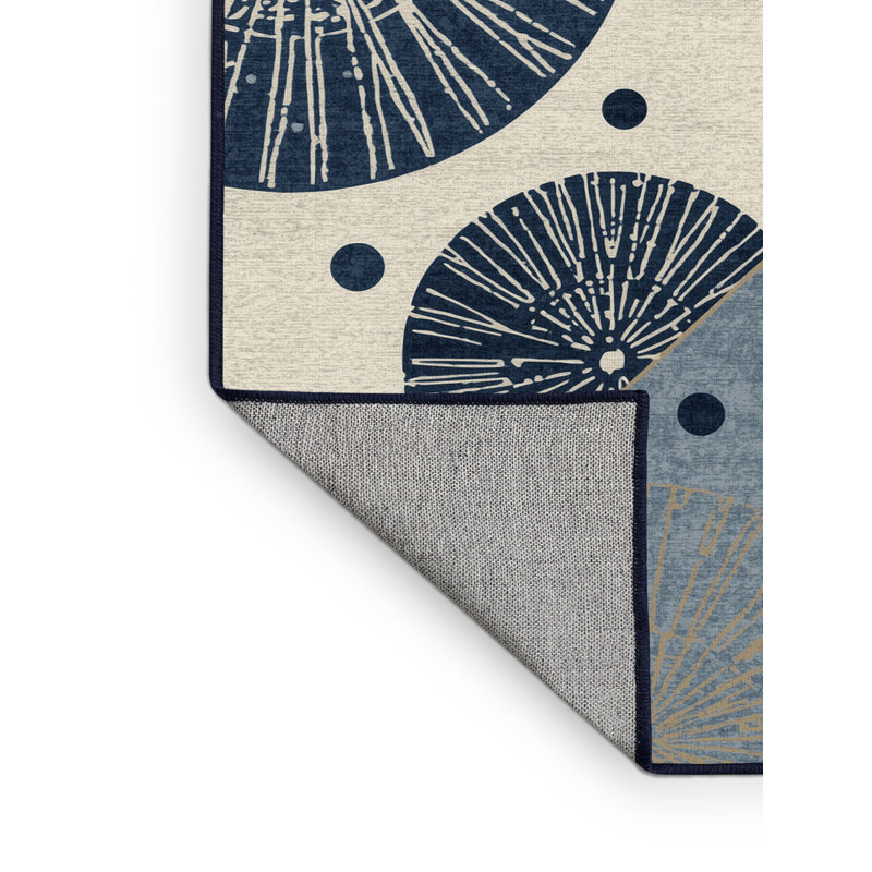 Tapis gris lavable à la machine Pavla, Rond 5 pi
