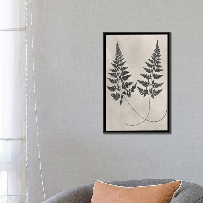« rétro palm study i », impression sur toile, H 26 po x l 18 po x P 1,5 po, Toile avec cadre noir, Pas de tapis