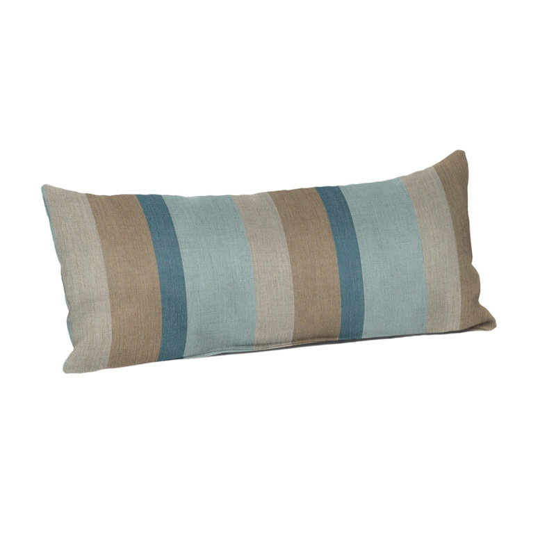 Casual Cushion Outdoor Lumbar Pillow, Striped Sunbrella Fade-Resistant for Patio Furniture & Porch Swings, Reversible