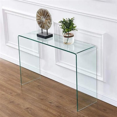 Ekinson Tempered Glass Console Table waterfall