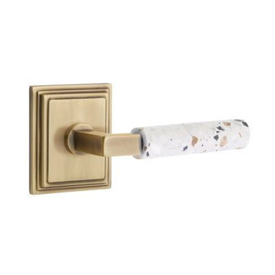 Emtek Select Passage Interior Mortise w/ Wilshire Rosette & L-Square Stem, Light Terrazzo Lever