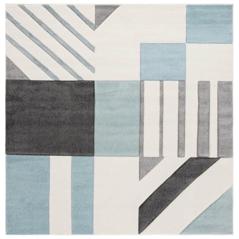 Tapis à motif géométrique Jeromie Performance, Carré 6 pi 7 po