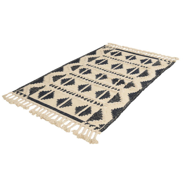 Tapis contemporain de couleur bleu foncé Annonciata, Rectangle 9 pi x 12 pi