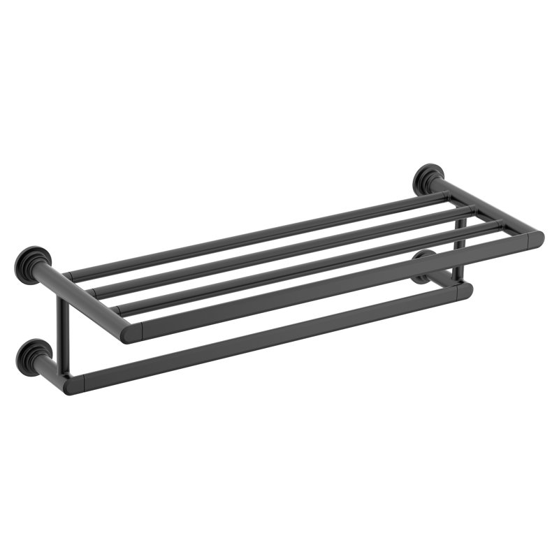 Porte-serviettes mural avec tablette de rangement Moen Greenfield, Noir mat