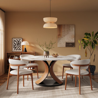 4 - Person Dining Table Set with Upholstered Dining Chairs