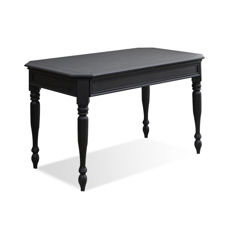 Retro Black Rectangular Solid Wood Dining Table, 29.92"H x 59.06"L x 35.43"W