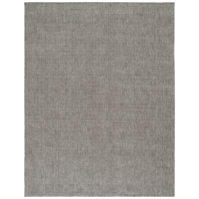 Tapis gris foncé en laine et coton tissé à la main Antiochos, Rectangle 8 pi x 10 pi