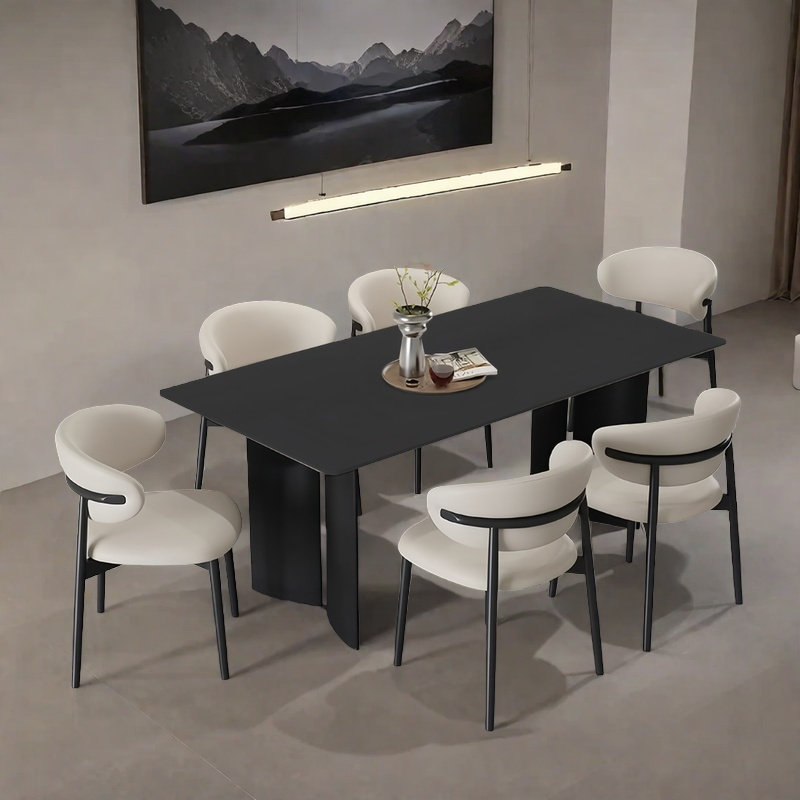 Table et chaise de salle à manger minimaliste moderne, H 29,5 po x L 55,1 po x l 31,4 po