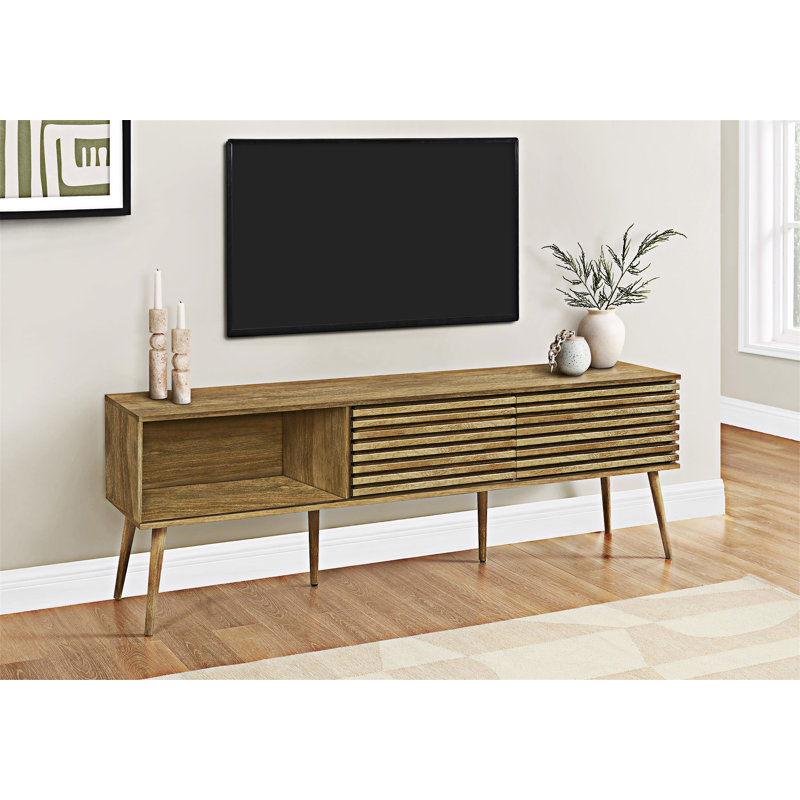 Tv Stand Media Entertainment Center With Storage, Walnut