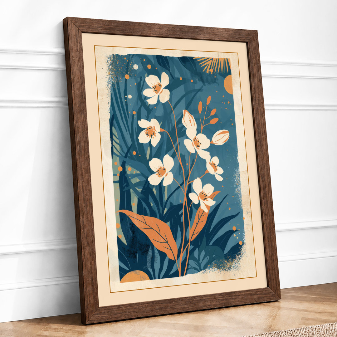 Garden in Teal Botanical Framed Art Print