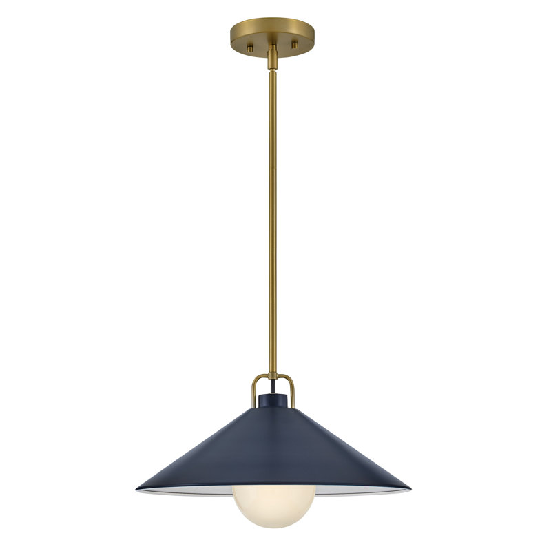 Zoë 1 - Light Lacquered Brass Single Pendant, Matte Navy