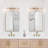 Modern 2-Light Gold 21.5" Reversible Linear Armed Wall Sconce with Seeded Glass for Damp Indoor