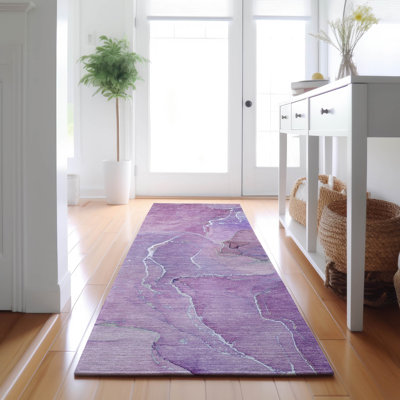 Premium Machine Washable Cerrito AMF511 Purple Rug