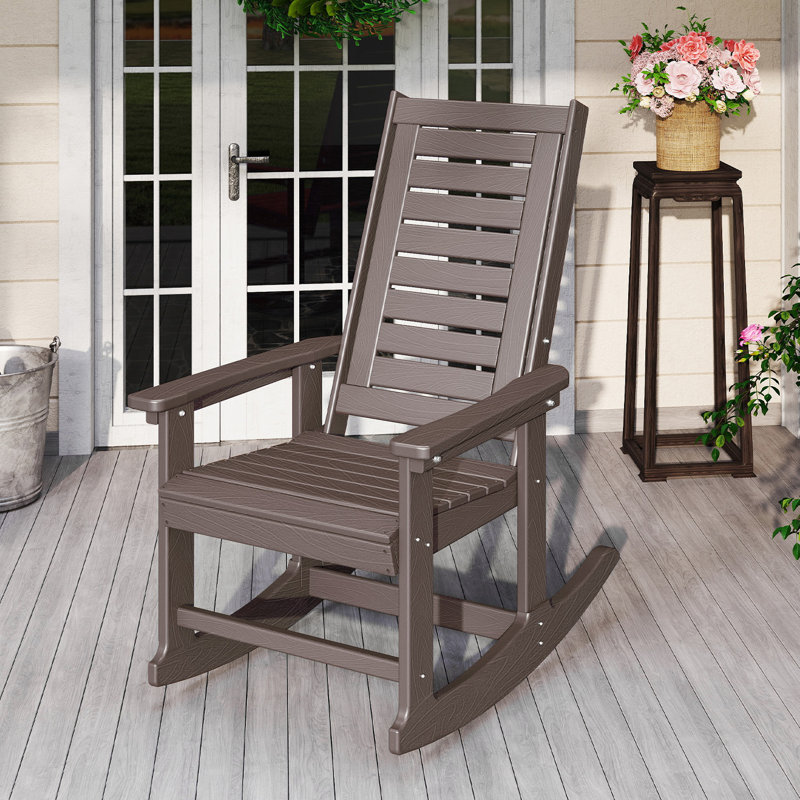 Chaise berçante d'extérieur Plumville, Bois brun