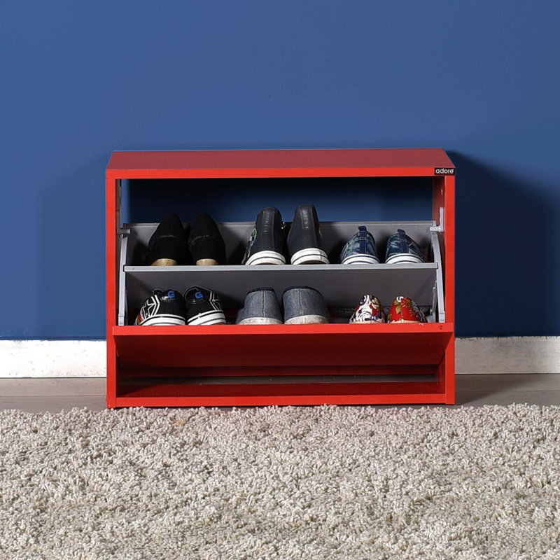 Baneen 8 Pair Shoe Storage Cabinet, Red