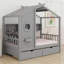 Lit maison avec tiroirs, tablette de rangement-1865102780