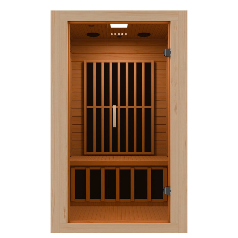 Viti 2- Person Indoor Hemlock Wooden Carbon FAR Infrared Home Sauna Room with LED Touch Control Panel and Heater