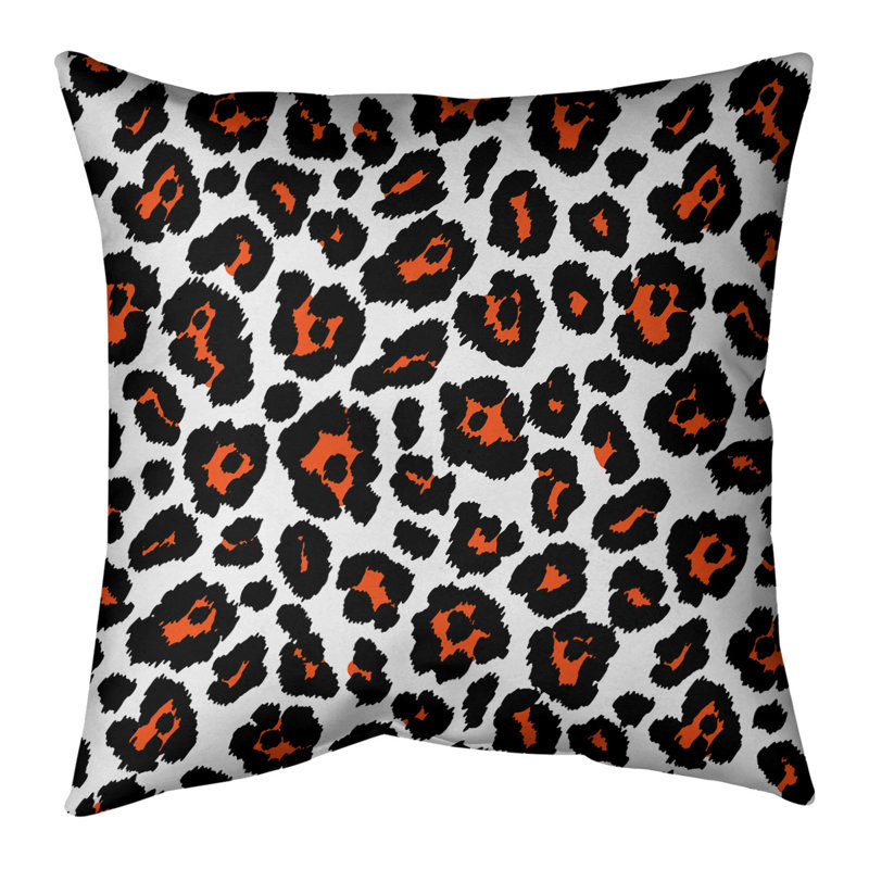 Housse de coussin carrée, 14 po x 14 po, Blanc/noir/rouge, Croisé en coton
