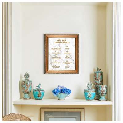 The Ten Commandments(White Texture),Gold Embossing Frame The World Classic Art Reproductions,Wall Art for Home Decor