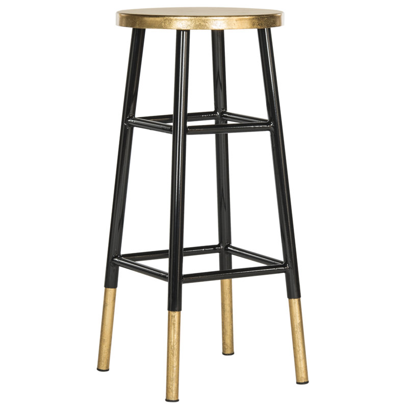 Tabouret de bar et de comptoir Amiaha, Noir, Tabouret de bar (assise de 30 po de hauteur), Or
