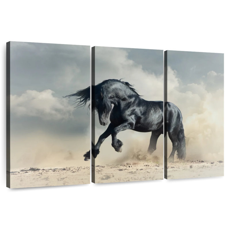 Brampt Powerful Black Stallion, 48" H x 74" W