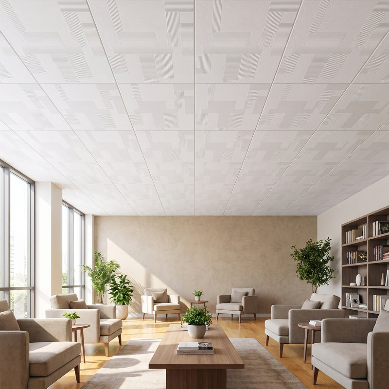 Carreau de plafond en polystyrène collé 1,6 pi x 1,6 pi Vecteurs, Blanc familier