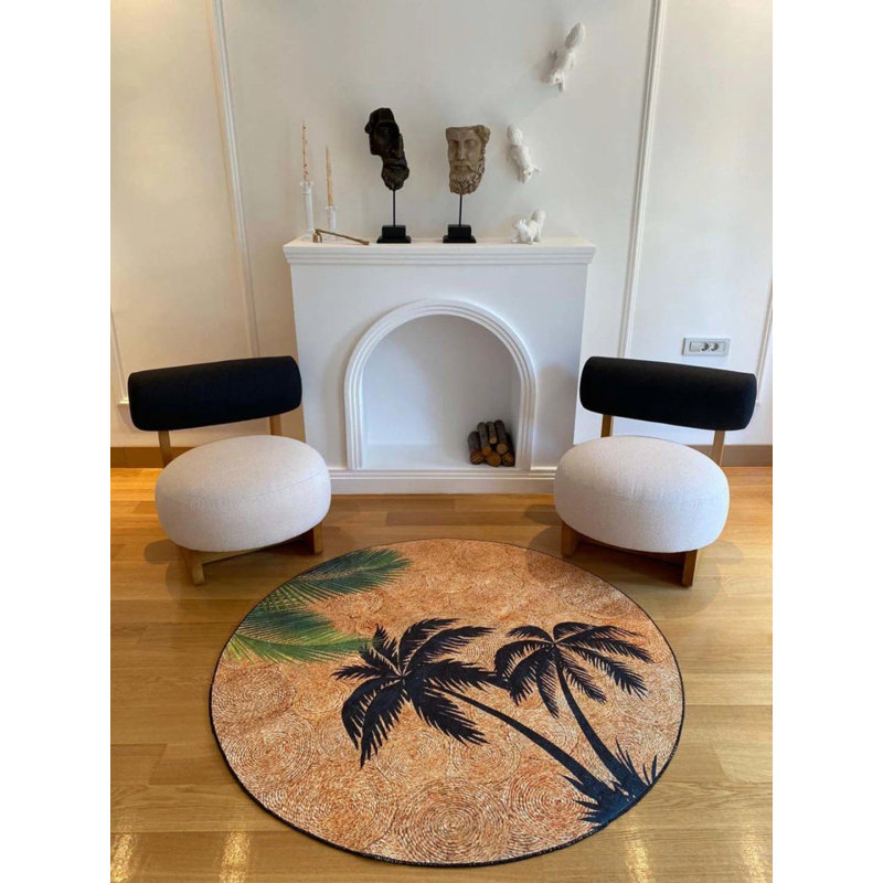 Tapis rond rond avec envers antidérapant Toscana, Rond 5 pi 3 po