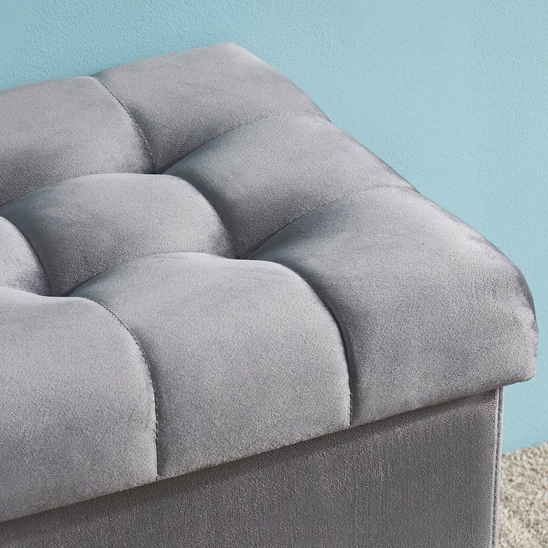 Repose-pieds capitonné avec rangement, Mélange de polyester gris