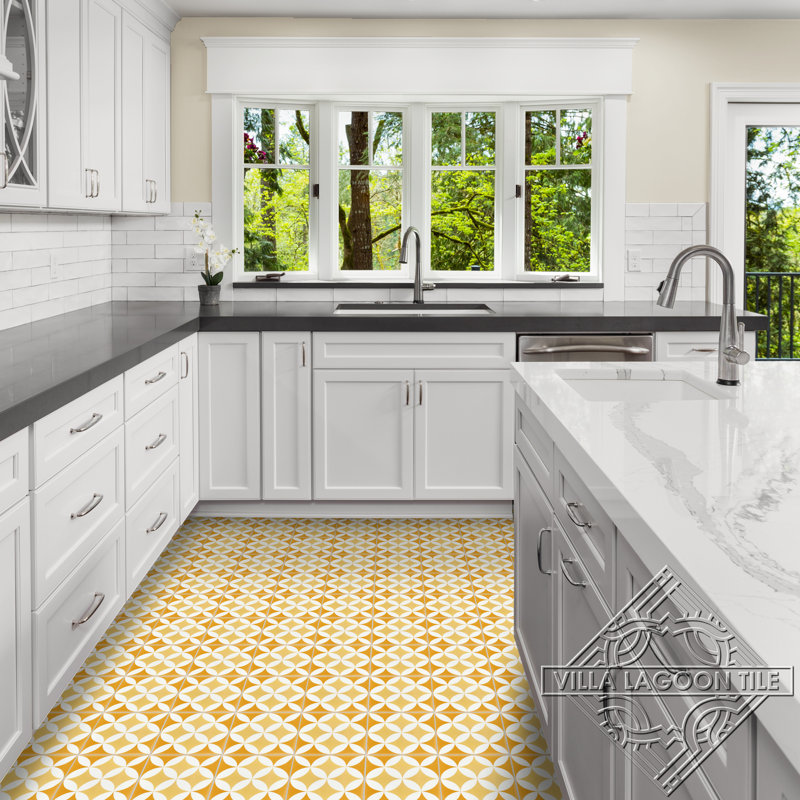 Circulos 8" x 8" Cement Patterned Wall & Floor Tile, Maple Sugar