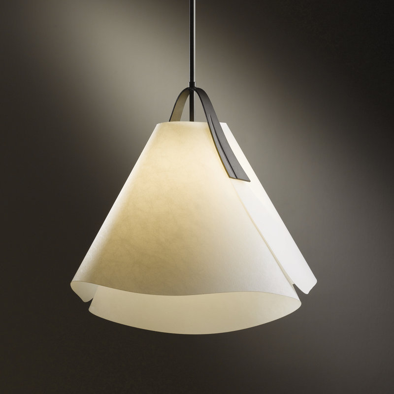 Luminaire suspendu simple à 1 lumière de 17,5 po Mobius, Fumée noire translucide, 63.7"