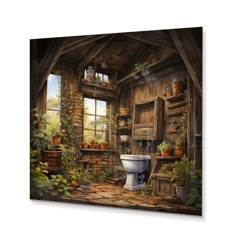 Toilette rustique - impression sans cadre sur métal, H 16 po x l 16 po x P 1 po