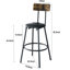 Table de bar ronde antique et tabourets rembourrés, 63 cm de profondeur x 63 cm de largeur, pour tabourets de salon, finition marron rustique, matériaux principaux : métal et bois, pour salle à manger