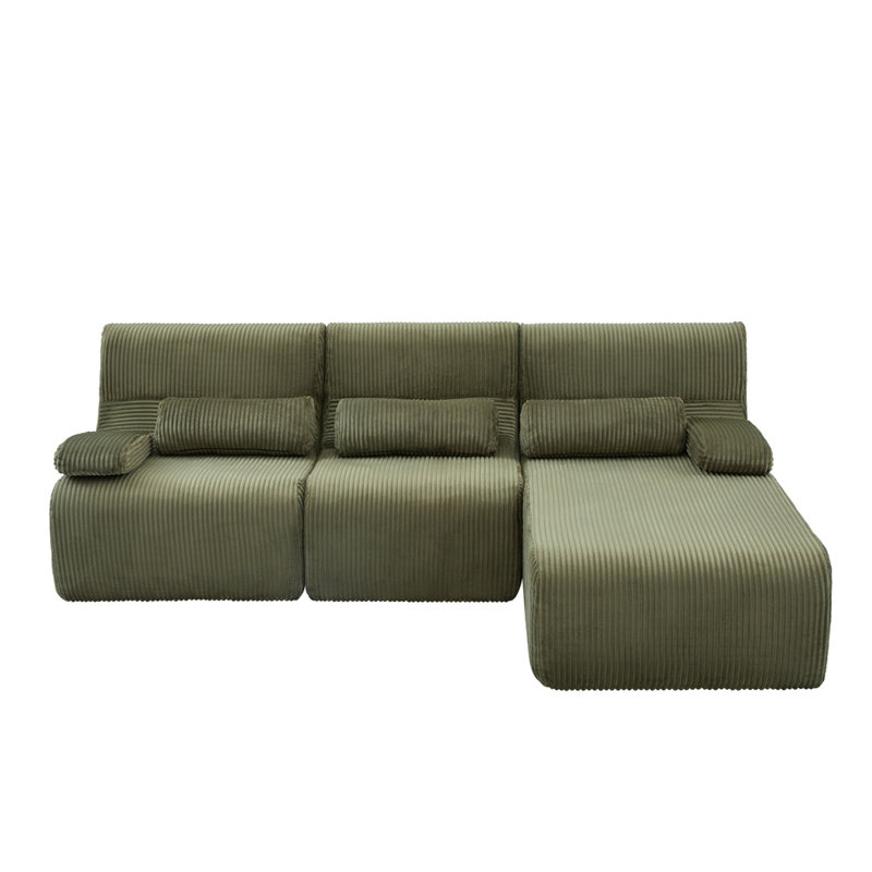 Canapé d'angle rembourré de 250 cm avec méridienne, Vert