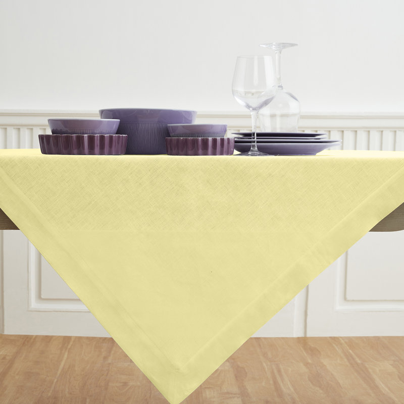 Fete - 100% Pure Linen Table Throw, Yellow, Solid Color