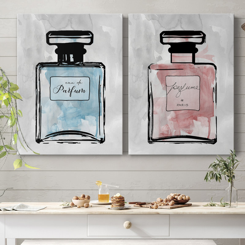 «Blue Wash Perfume», ensemble de 2 reproductions d'art, Pas de tapis, H 40 po x l 60 po x P 1 po, Toile tendue