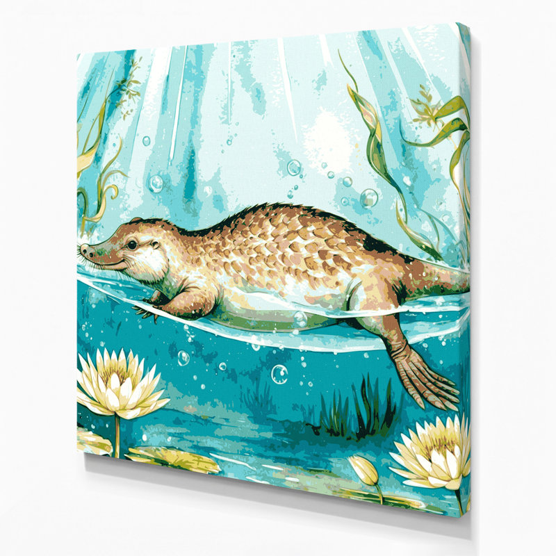 Art animalier sur toile vert, H 12 po x l 12 po
