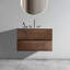 Meuble-lavabo mural en noyer de 30 po avec lavabo en céramique avec trois trous de robinet, grand meuble-lavabo flottant de rangement pour salle de bain moderne, lavabo une pièce sans drain, pré-assemblé