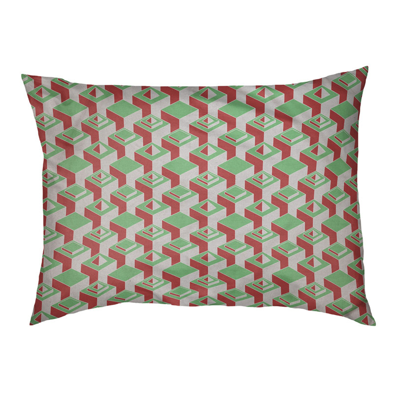 Coussin pour chien intérieur à motif skyscrapers Chen, Grand (l 50 po x P 7 po x H 40 po), Vert / Rouge