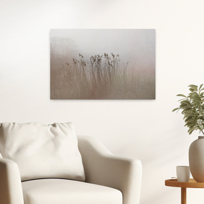 Art mural contemporain abstrait "Reeds in the Mist", H 24 po x l 16 po