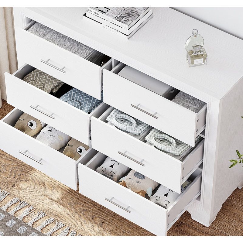 Commode double 6 tiroirs l 47,24 po Julisha, Blanc