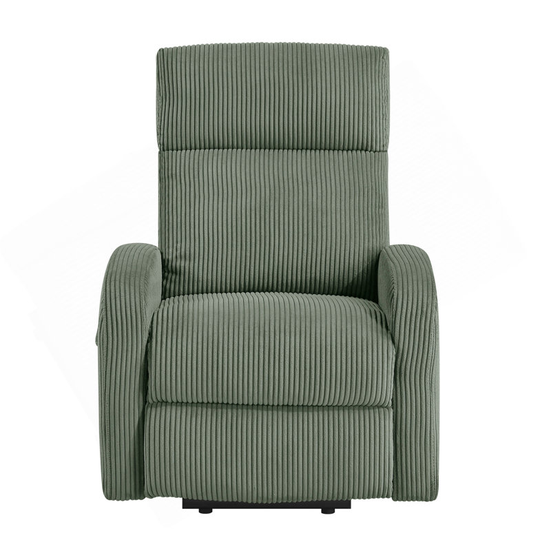 Contemporary Power Lift Chair Recliner 1Pc Green Plush Corduroy Upholstery Comfort Side Pocket Plywood Living Room Furniture