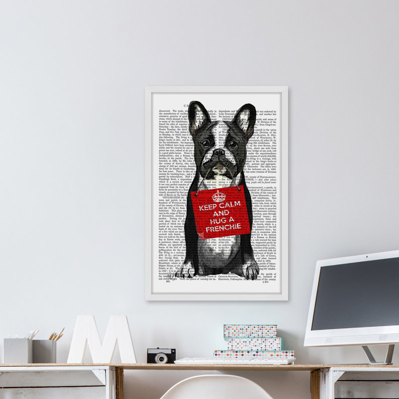 « étreinte a frenchie », reproduction d’art encadrée, H 30 po x l 20 po